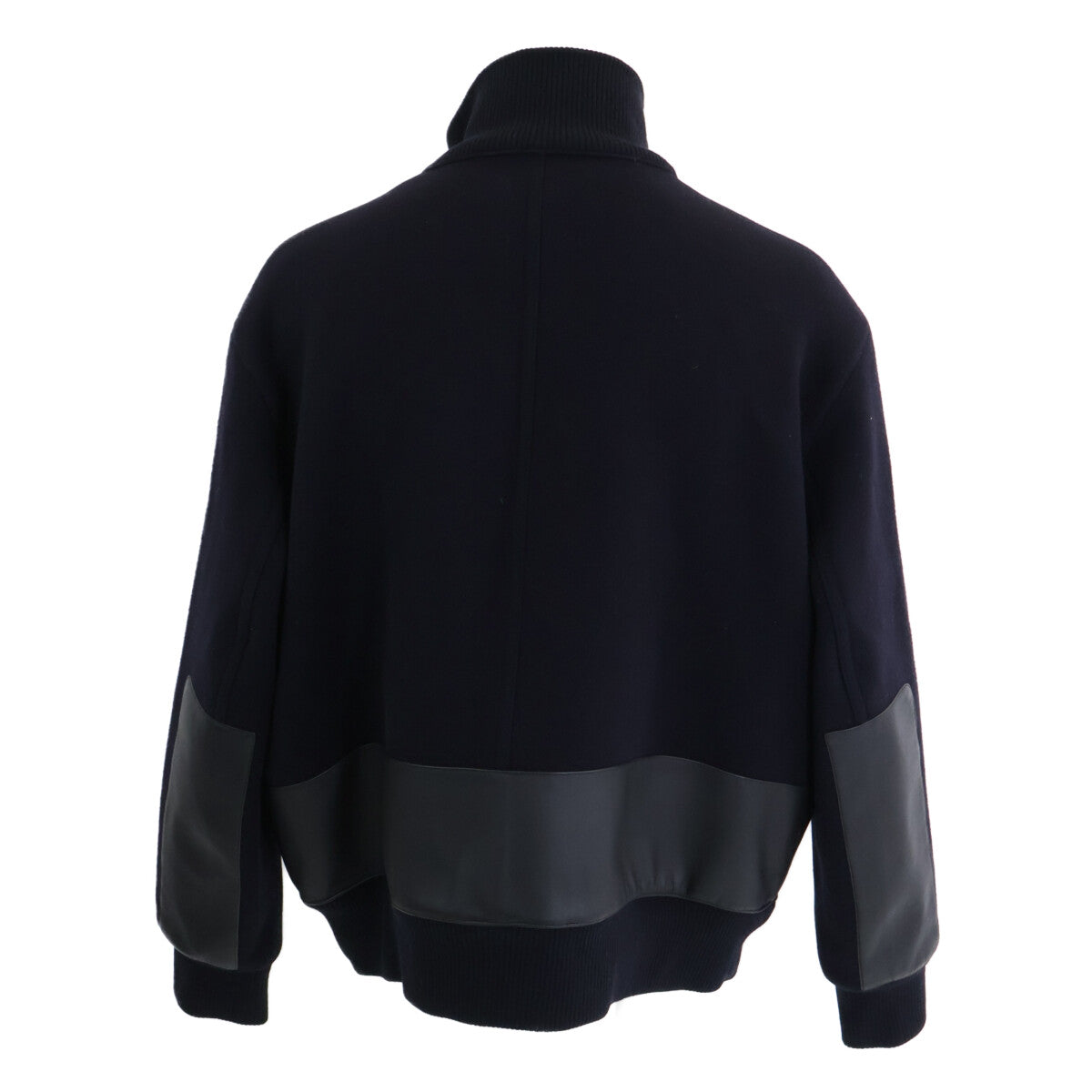 HERMES Wool Calfskin Stand Collar Combo Jacket Size 58