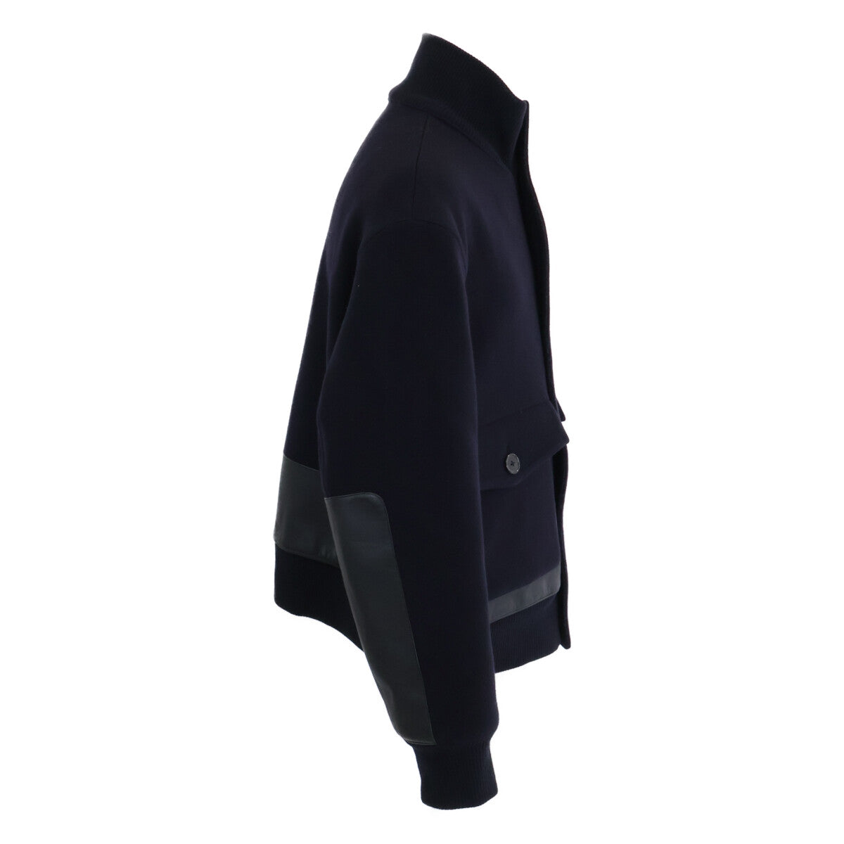 HERMES Wool Calfskin Stand Collar Combo Jacket Size 58