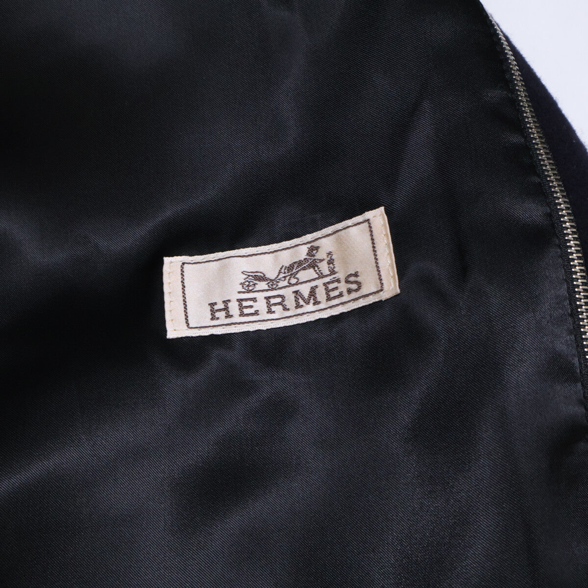 HERMES Wool Calfskin Stand Collar Combo Jacket Size 58