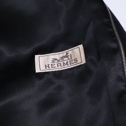 HERMES Wool Calfskin Stand Collar Combo Jacket Size 58