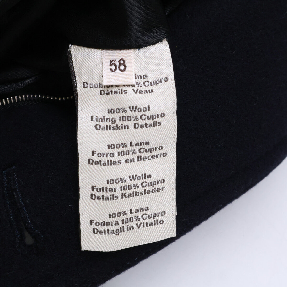 HERMES Wool Calfskin Stand Collar Combo Jacket Size 58