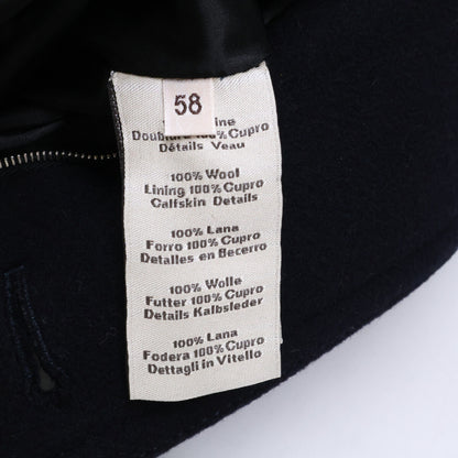 HERMES Wool Calfskin Stand Collar Combo Jacket Size 58