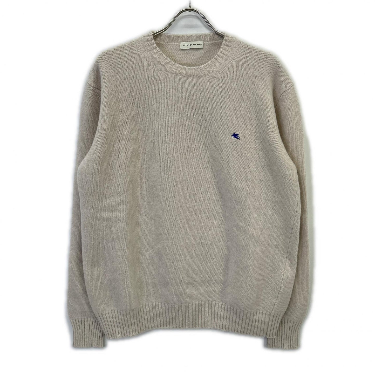 ETRO Ivory Wool Logo Embroidered Crewneck Sweater Size 3XL