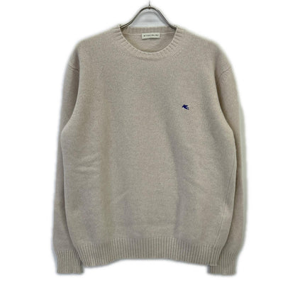 ETRO Ivory Wool Logo Embroidered Crewneck Sweater Size 3XL