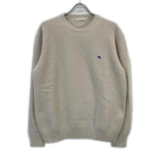 ETRO Ivory Wool Logo Embroidered Crewneck Sweater Size 3XL