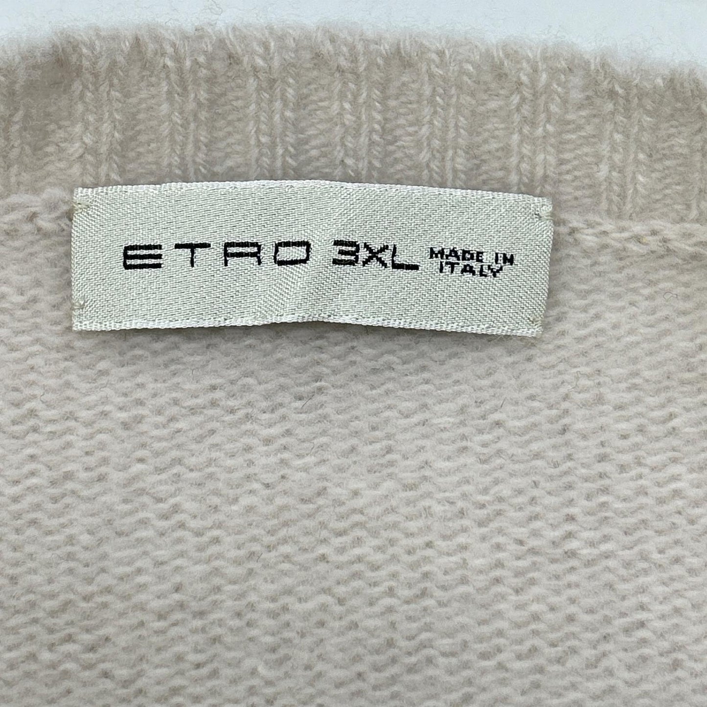 ETRO Ivory Wool Logo Embroidered Crewneck Sweater Size 3XL