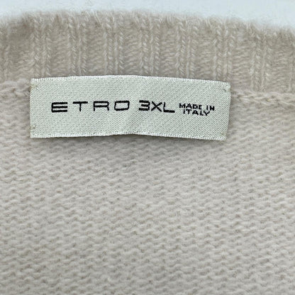 ETRO Ivory Wool Logo Embroidered Crewneck Sweater Size 3XL