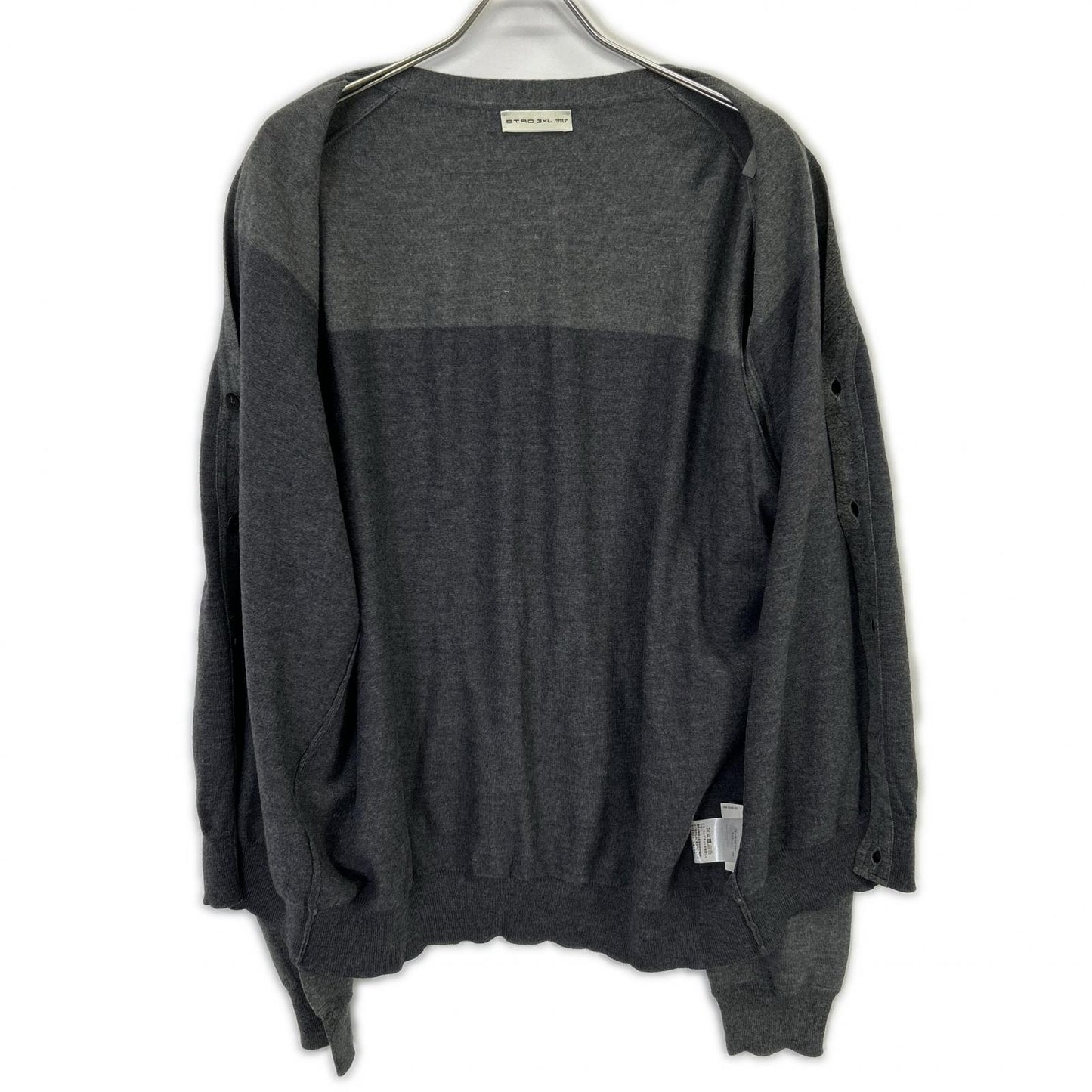 ETRO Gray Wool Bicolor Button Knit Cardigan Size 3XL