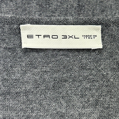 ETRO Gray Wool Bicolor Button Knit Cardigan Size 3XL