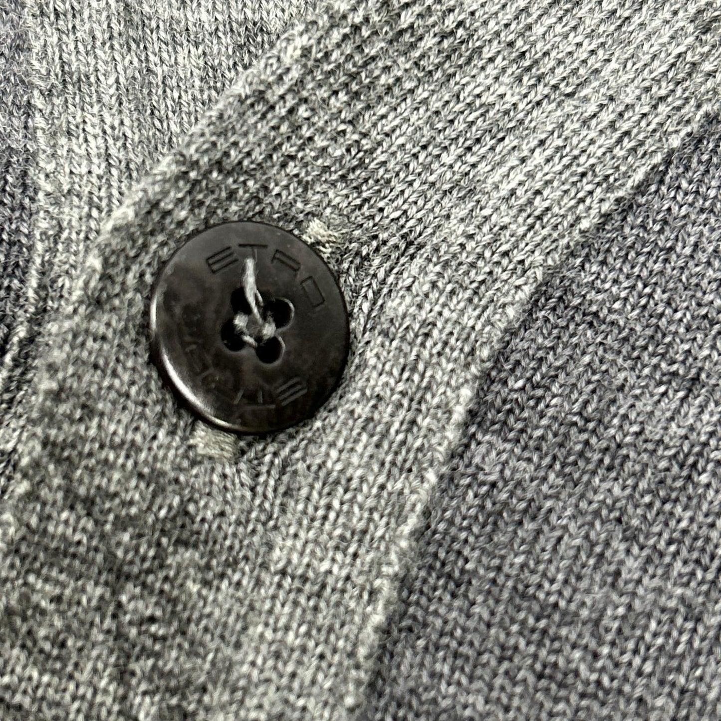 ETRO Gray Wool Bicolor Button Knit Cardigan Size 3XL