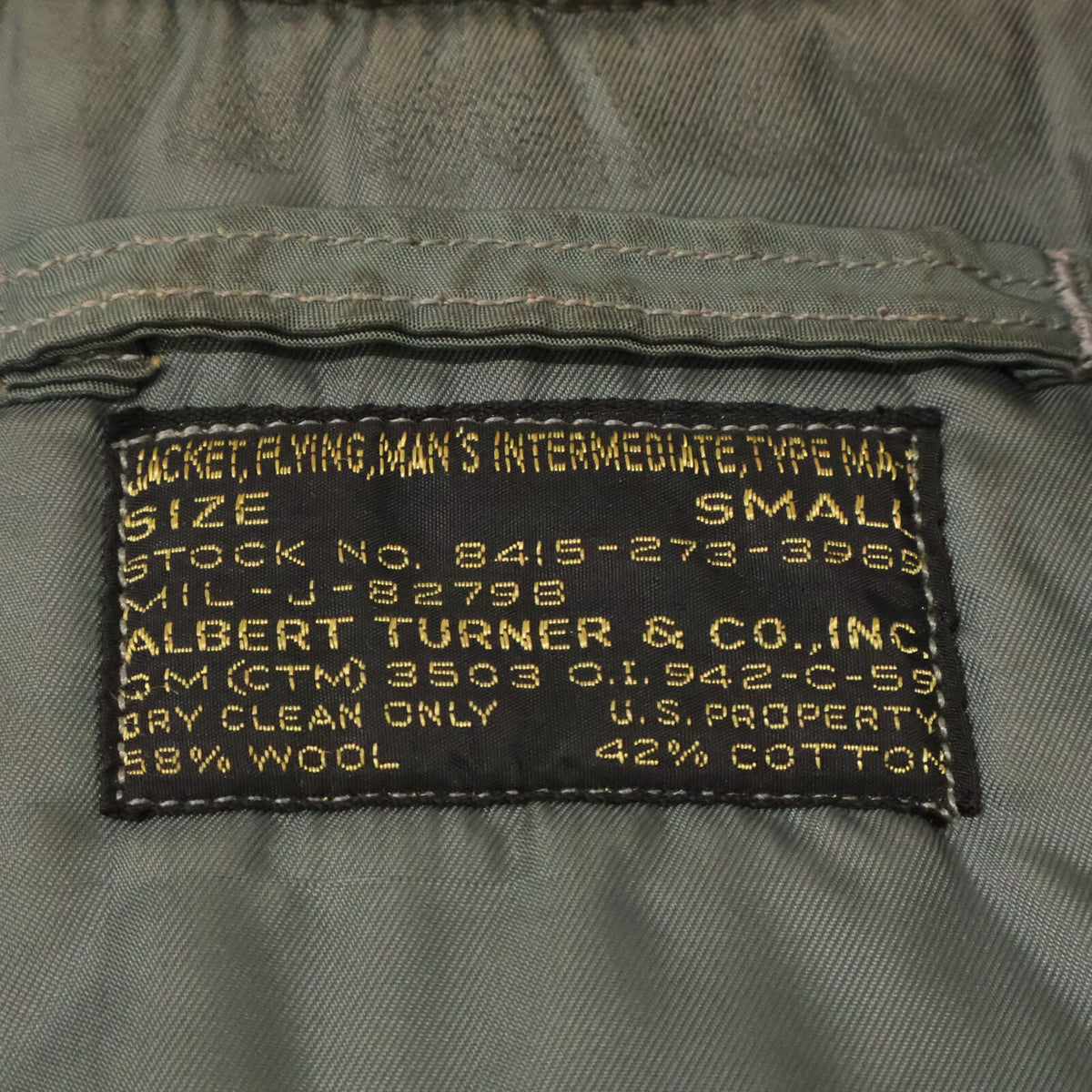 UNITED STATES AIRFORCE 50s MA-1 Nylon Bomber Sage Size S