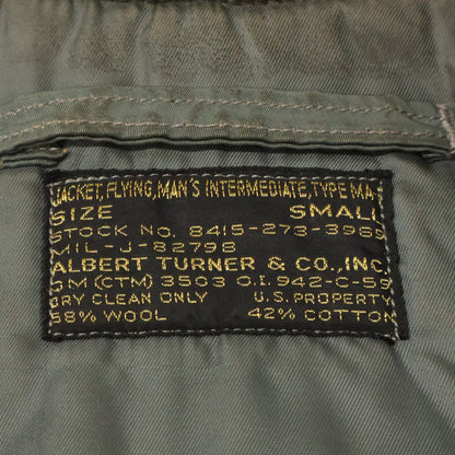 UNITED STATES AIRFORCE 50s MA-1 Nylon Bomber Sage Size S