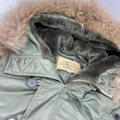 AVIREX N-3B Nylon Flight Jacket Sage Green Size M