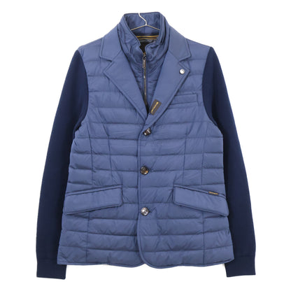 MOORER Nylon Knit Layered Collar Down Jacket Navy Size 44