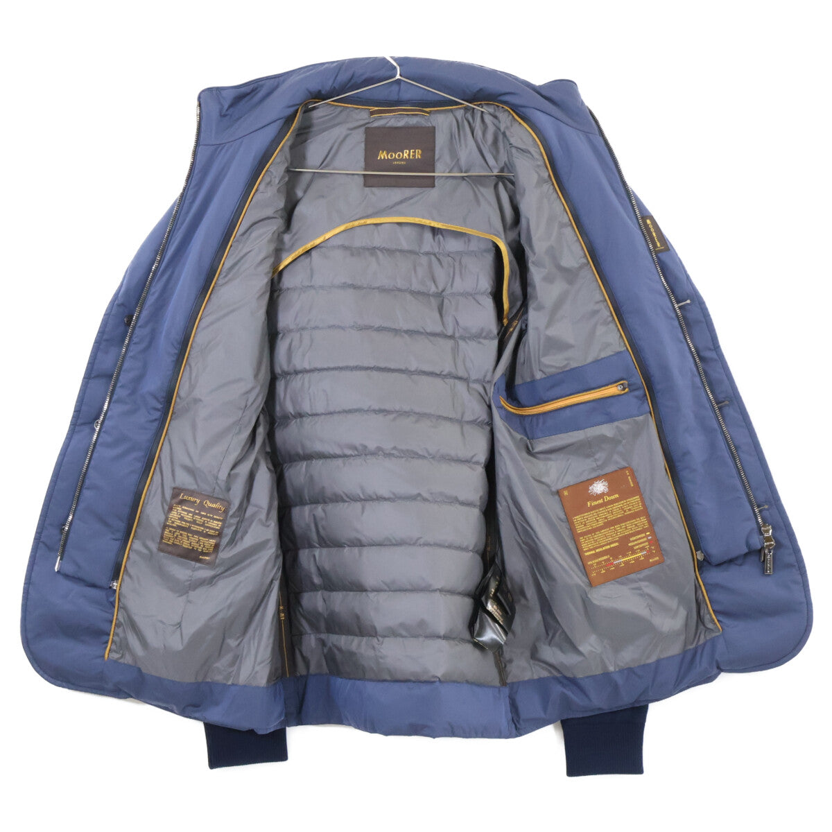 MOORER Nylon Knit Layered Collar Down Jacket Navy Size 44