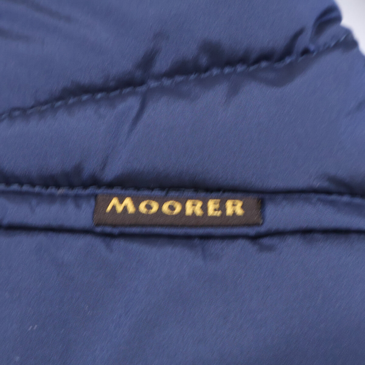 MOORER Nylon Knit Layered Collar Down Jacket Navy Size 44