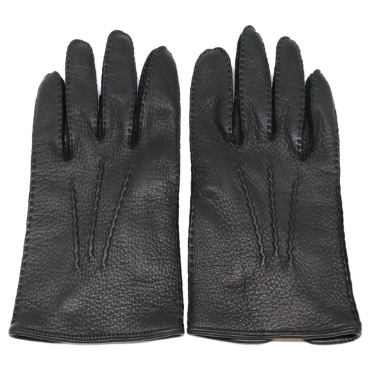 DENTS 15-1102 Black Deerskin Unlined Gloves Size 7
