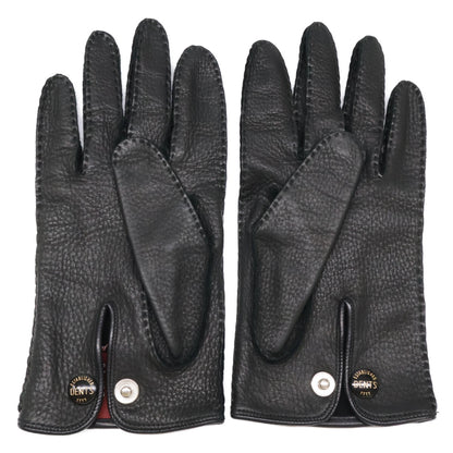 DENTS 15-1102 Black Deerskin Unlined Gloves Size 7