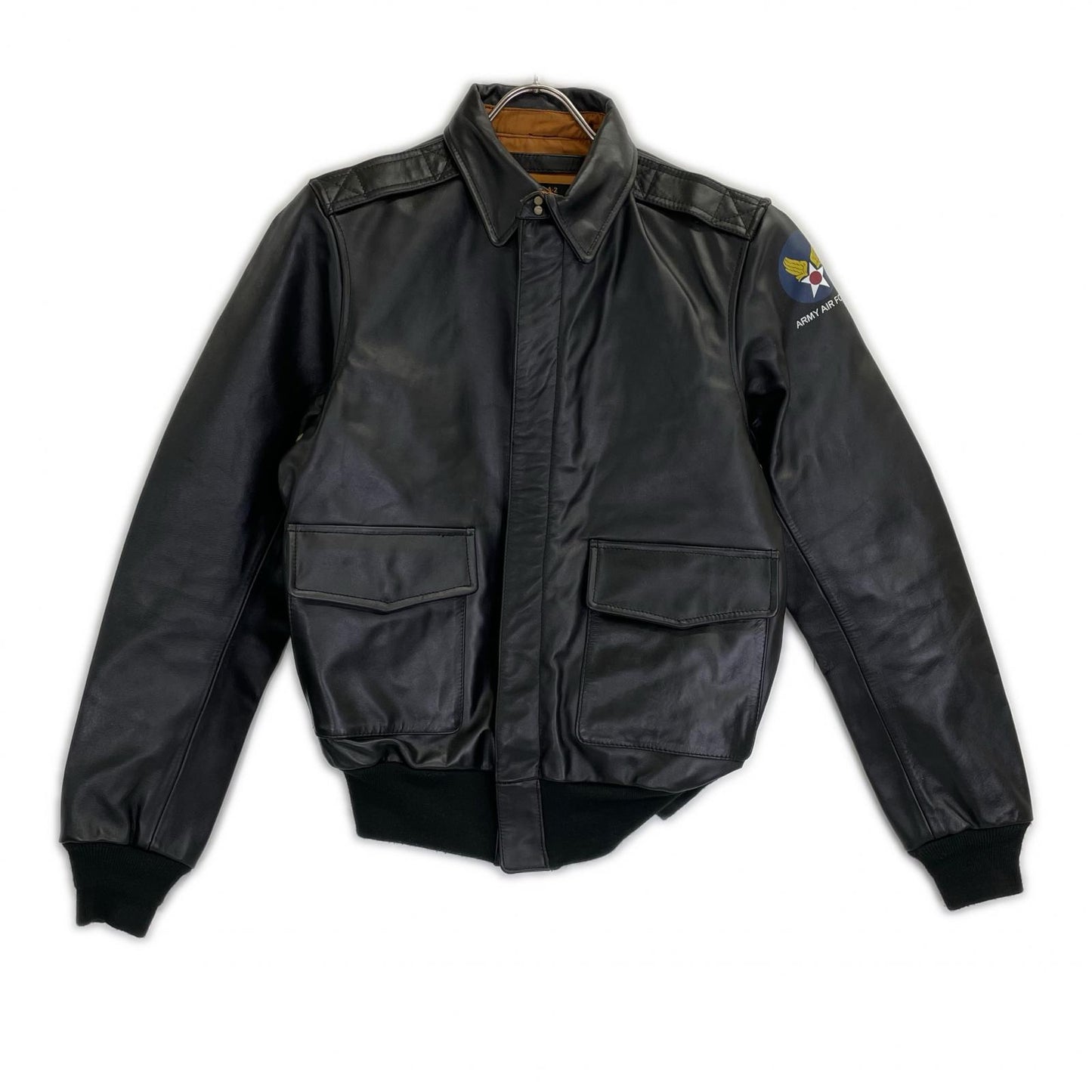 HOUSTON A-2 Black Leather Jacket Size 38