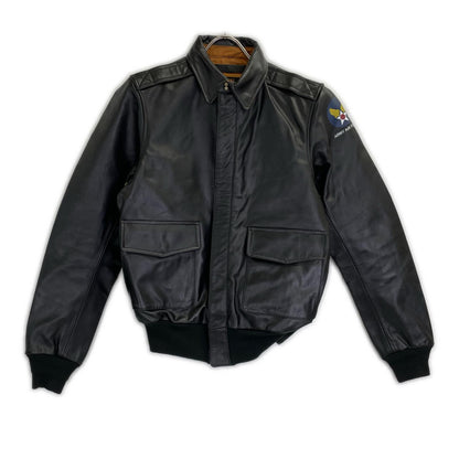 HOUSTON A-2 Black Leather Jacket Size 38
