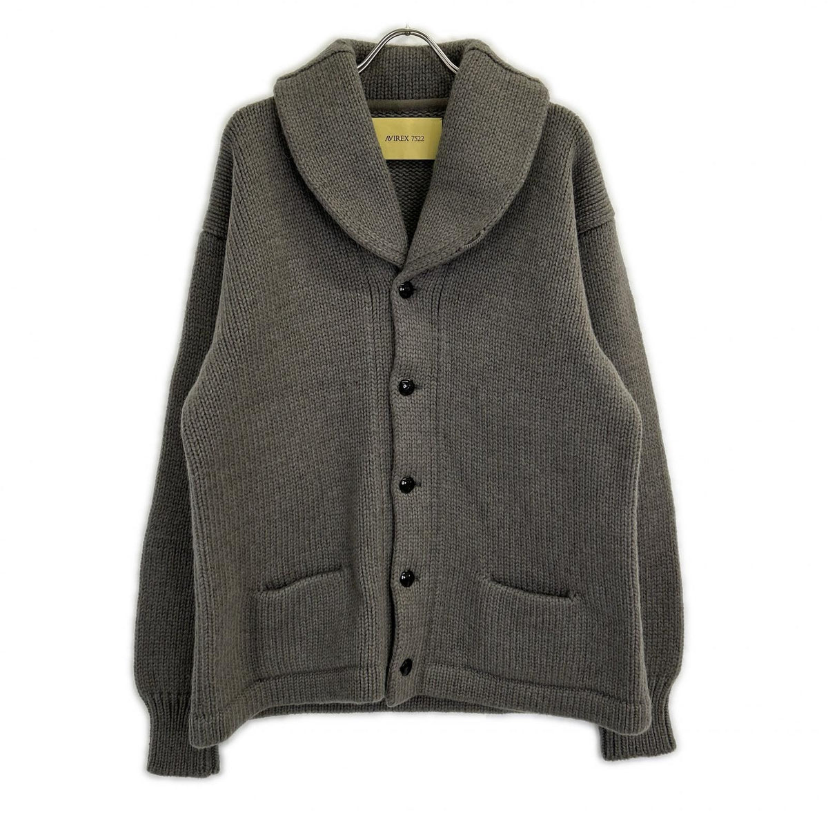 AVIREX7522 25AW Wool Shawl Collar Cardigan Gray Size L