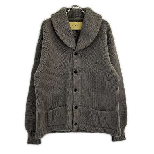 AVIREX7522 25AW Wool Shawl Collar Cardigan Gray Size L