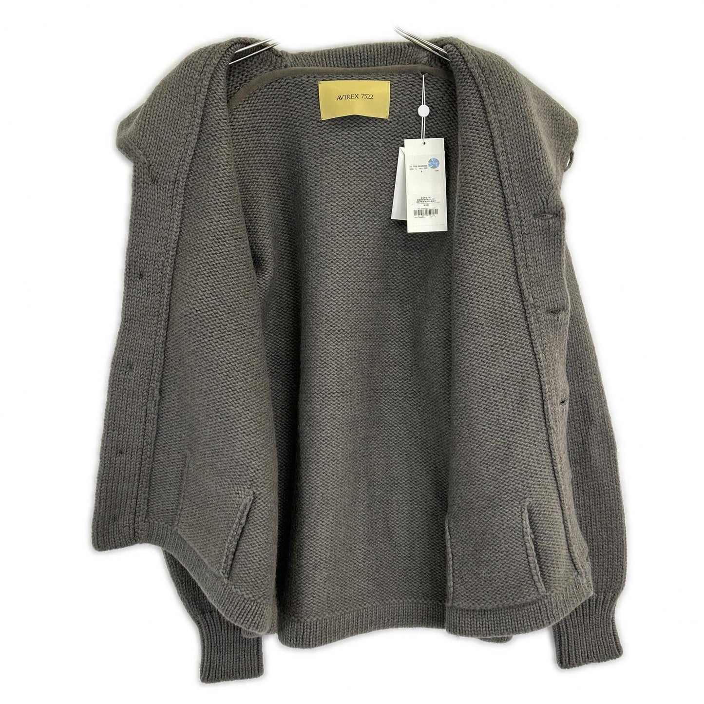 AVIREX7522 25AW Wool Shawl Collar Cardigan Gray Size L