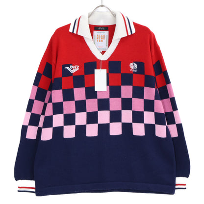 RICE NINE TEN Collared Check Knit Sweater Multi Size 2