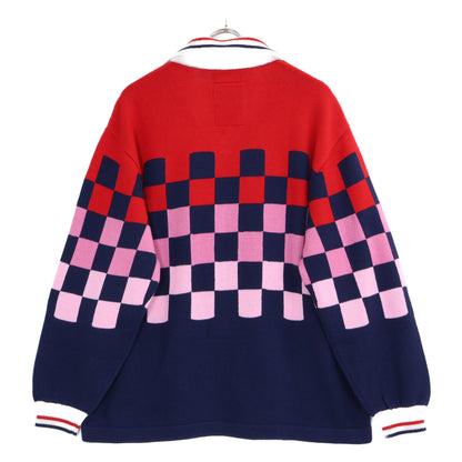 RICE NINE TEN Collared Check Knit Sweater Multi Size 2