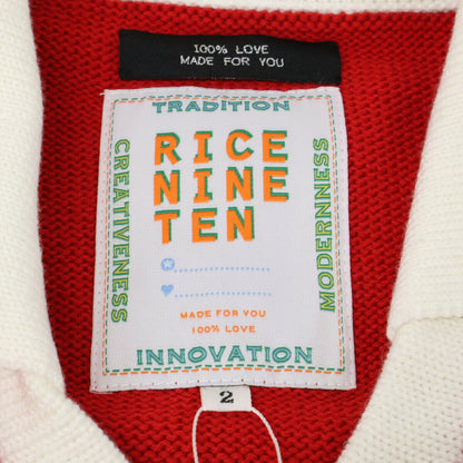 RICE NINE TEN Collared Check Knit Sweater Multi Blue Size 2