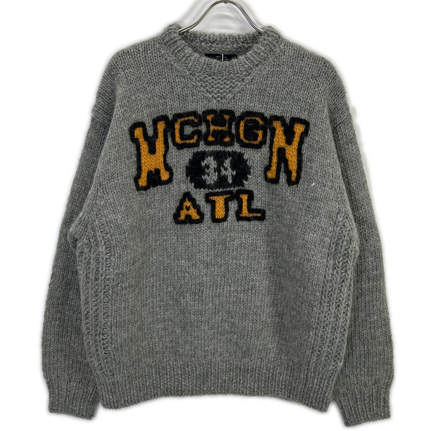 RICE NINE TEN Hand Knit Embroidered Gray Wool Size 2