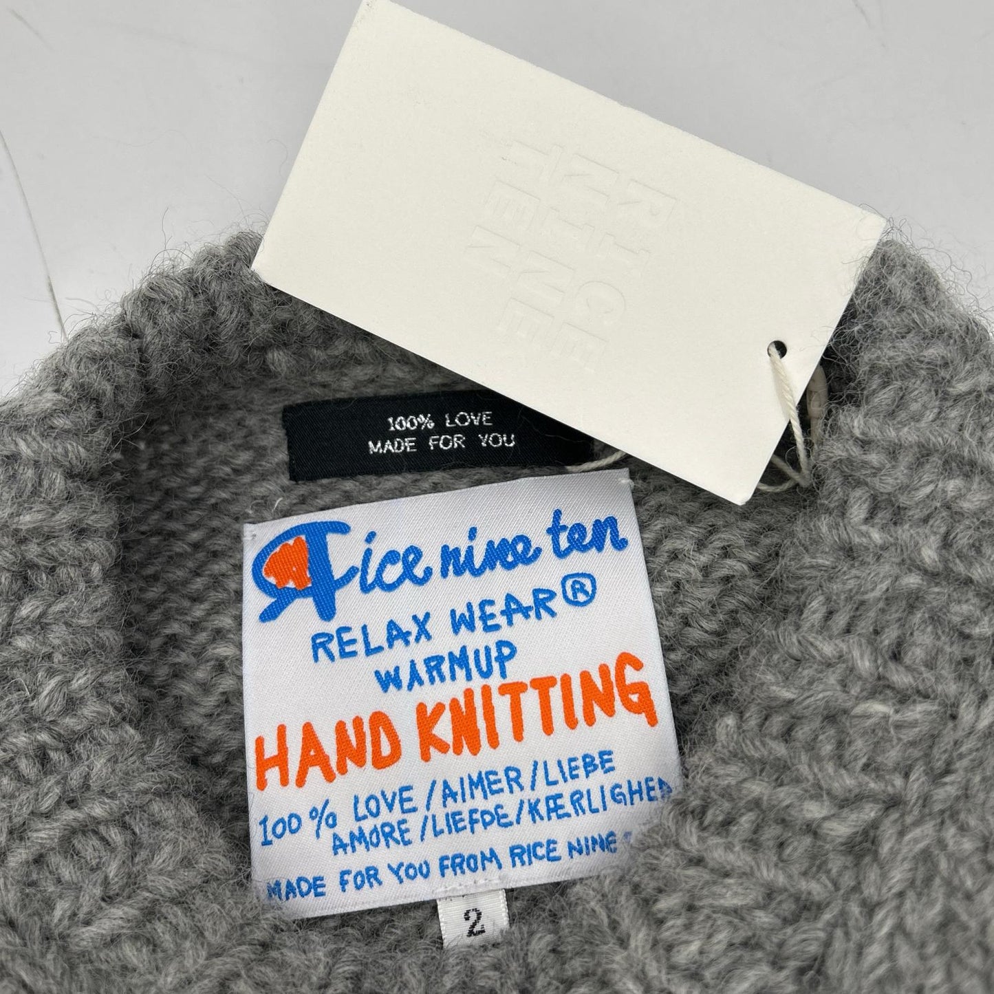 RICE NINE TEN Hand Knit Embroidered Gray Wool Size 2