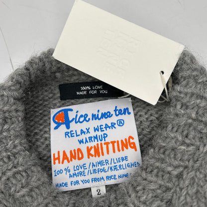 RICE NINE TEN Hand Knit Embroidered Gray Wool Size 2