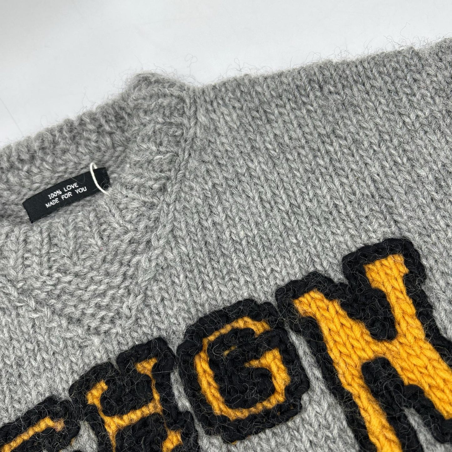 RICE NINE TEN Hand Knit Embroidered Gray Wool Size 2