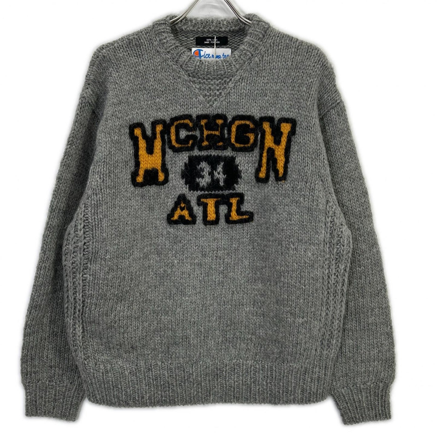 RICE NINE TEN Hand Knit Embroidered Gray Wool Size 2