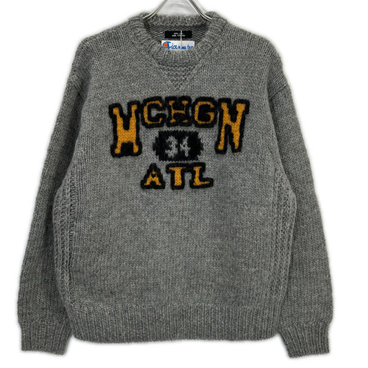 RICE NINE TEN Hand Knit Embroidered Gray Wool Size 2
