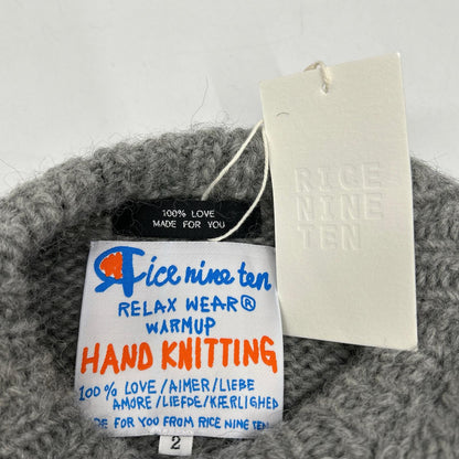 RICE NINE TEN Hand Knit Embroidered Gray Wool Size 2