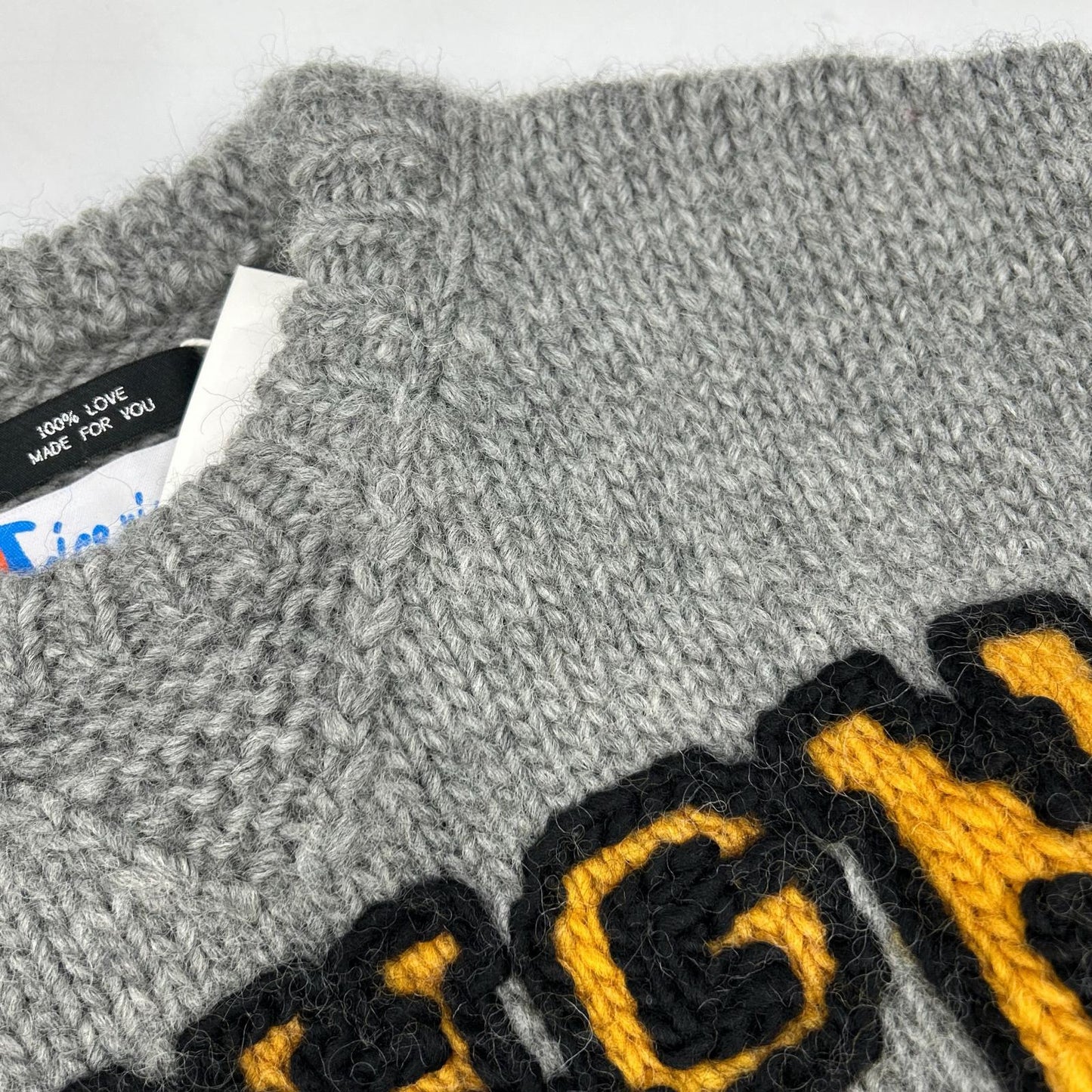 RICE NINE TEN Hand Knit Embroidered Gray Wool Size 2