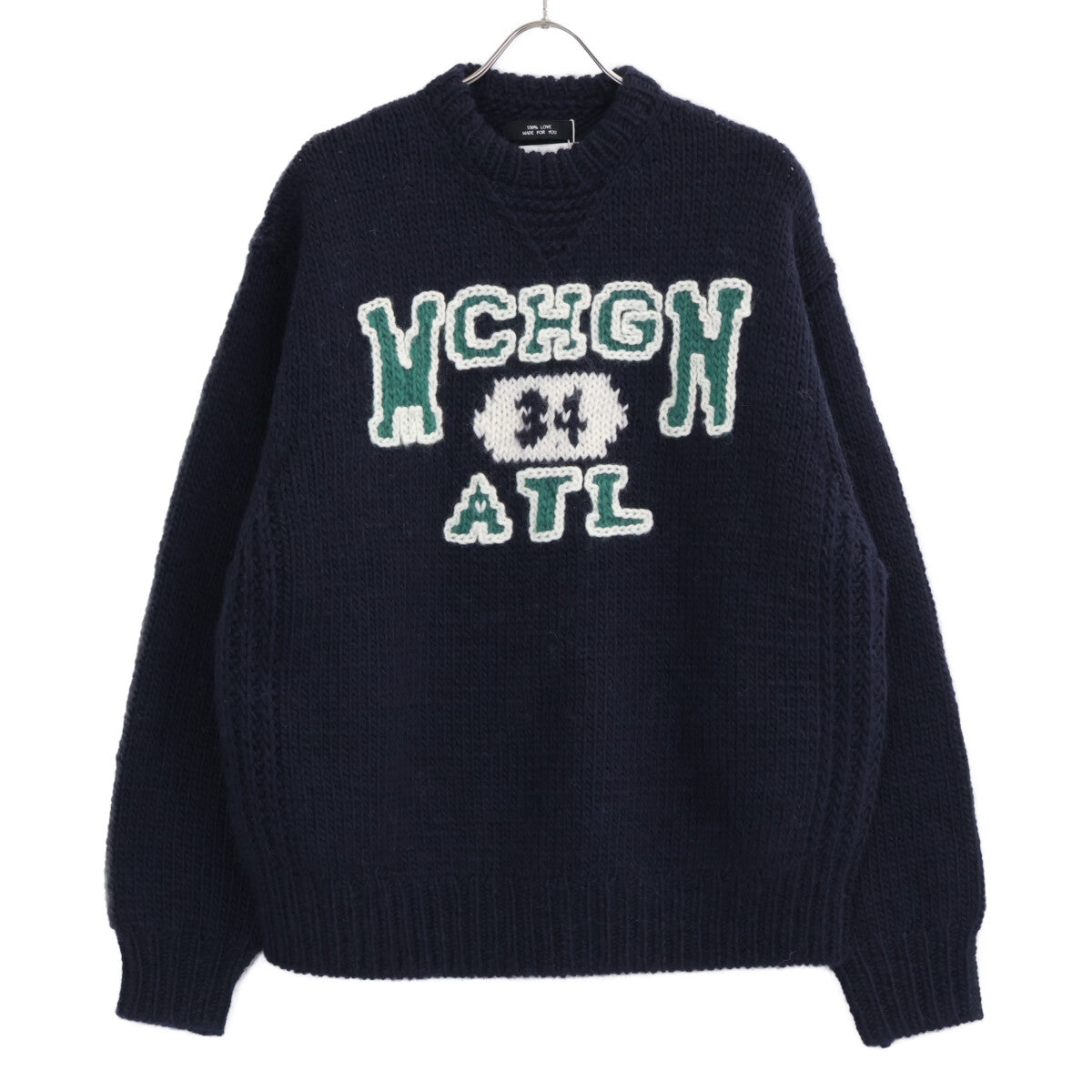 RICE NINE TEN Hand Knit Embroidered Sweater Navy Wool Size 2