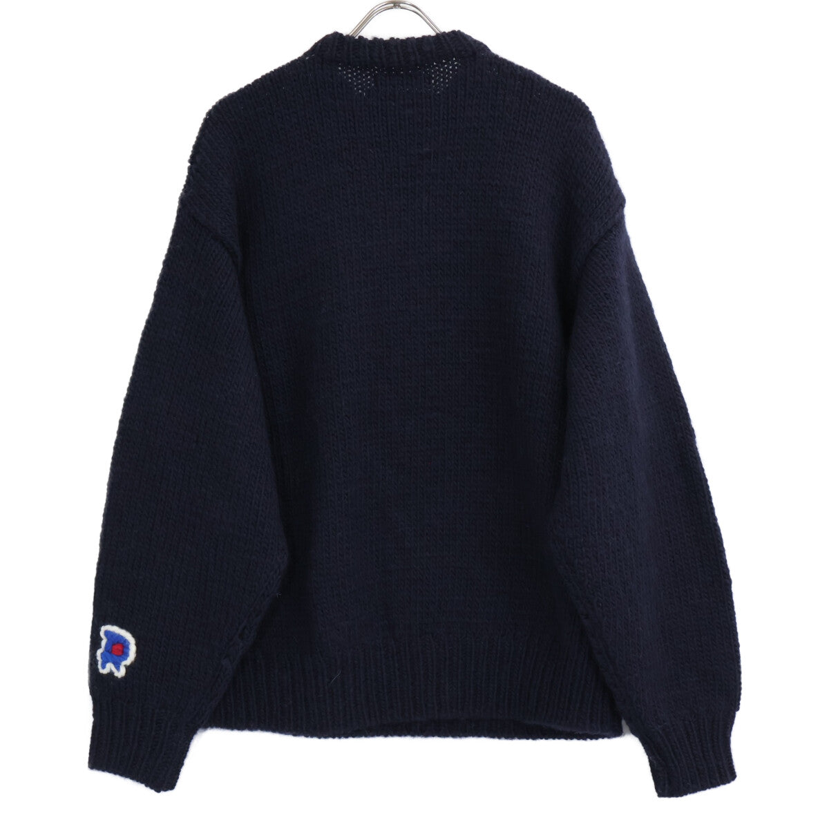 RICE NINE TEN Hand Knit Embroidered Sweater Navy Wool Size 2