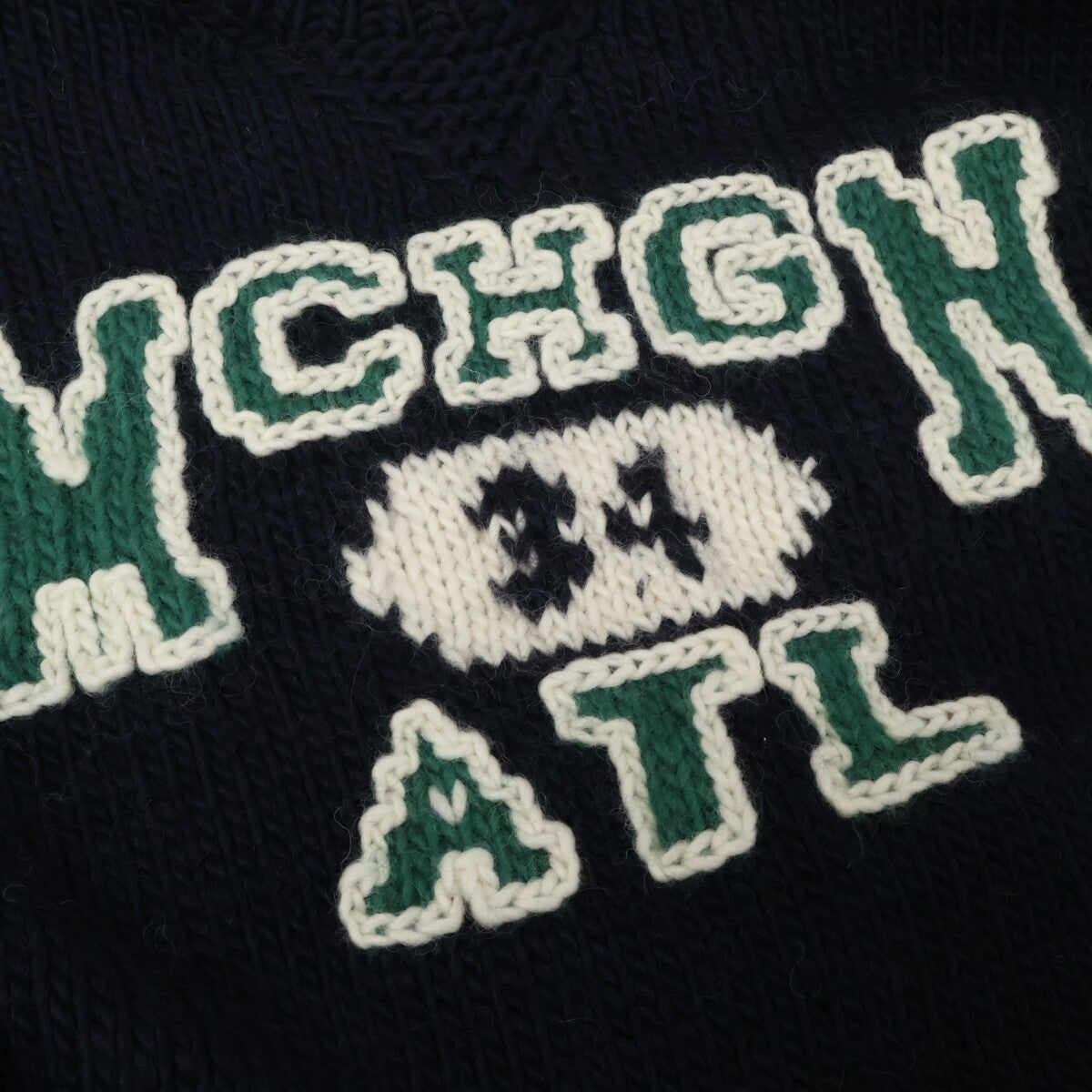 RICE NINE TEN Hand Knit Embroidered Sweater Navy Wool Size 2