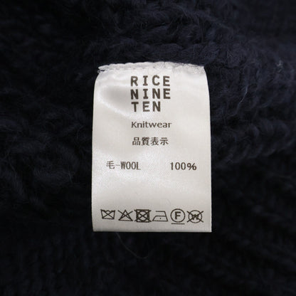 RICE NINE TEN Hand Knit Embroidered Sweater Navy Wool Size 2