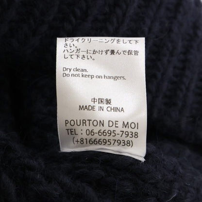 RICE NINE TEN Hand Knit Embroidered Sweater Navy Wool Size 2