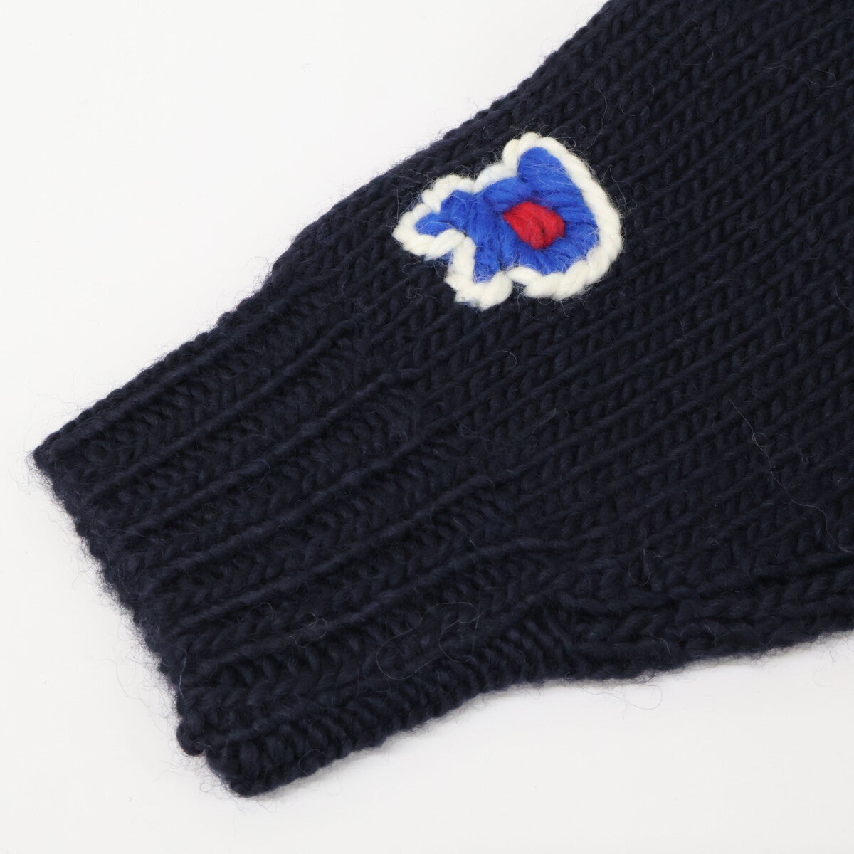 RICE NINE TEN Hand Knit Embroidered Sweater Navy Wool Size 2