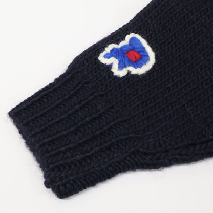 RICE NINE TEN Hand Knit Embroidered Sweater Navy Wool Size 2