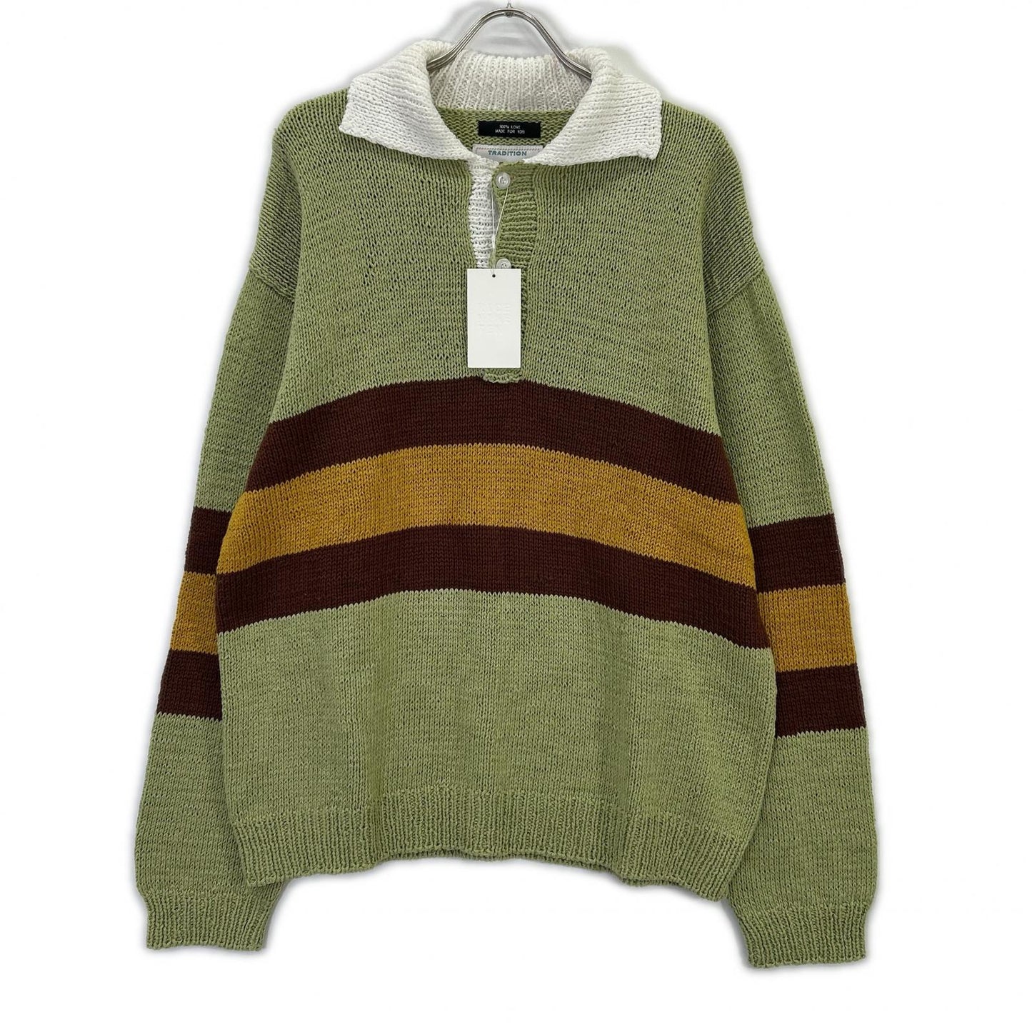 RICE NINE TEN Hand Knit Tea Green Cotton Size F