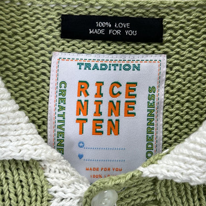 RICE NINE TEN Hand Knit Tea Green Cotton Size F