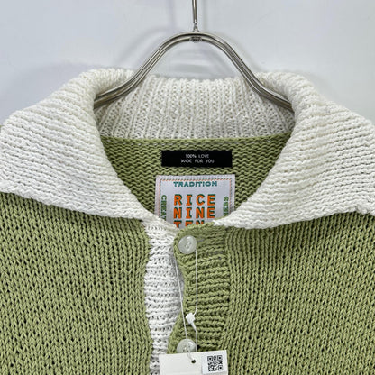 RICE NINE TEN Hand Knit Tea Green Cotton Size F