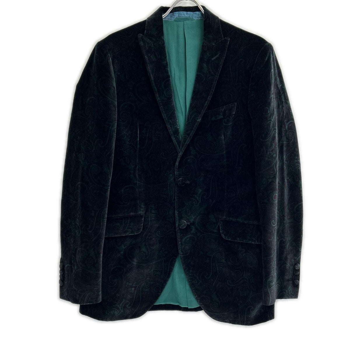 ETRO Black Velour Paisley Blazer Size 50