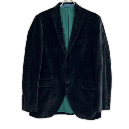 ETRO Black Velour Paisley Blazer Size 50